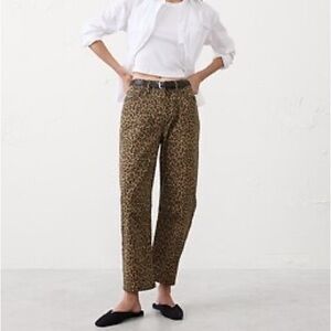 Banana Republic women’s jeans mid rise barrel Leopard chic maximalist 24